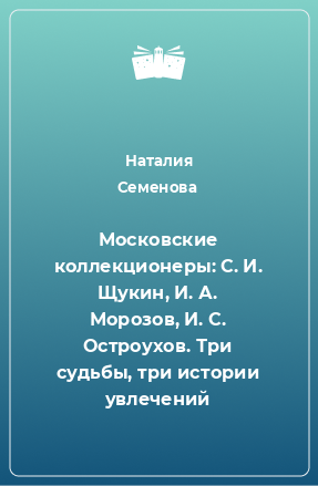 Книга Московские коллекционеры: С. И. Щукин, И. А. Морозов, И. С. Остроухов. Три судьбы, три истории увлечений