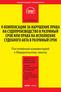 Книга Комментарий к Федеральному закону от 30 апреля 2010 г. №68-ФЗ «О компенсации за нарушение права на судопроизводство в разумный срок или права на исполнение судебного акта в разумный срок»